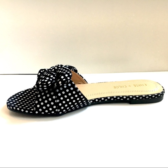 LAST TWO! Polka Dot Slip On Mule Flats - Picture 2 of 8